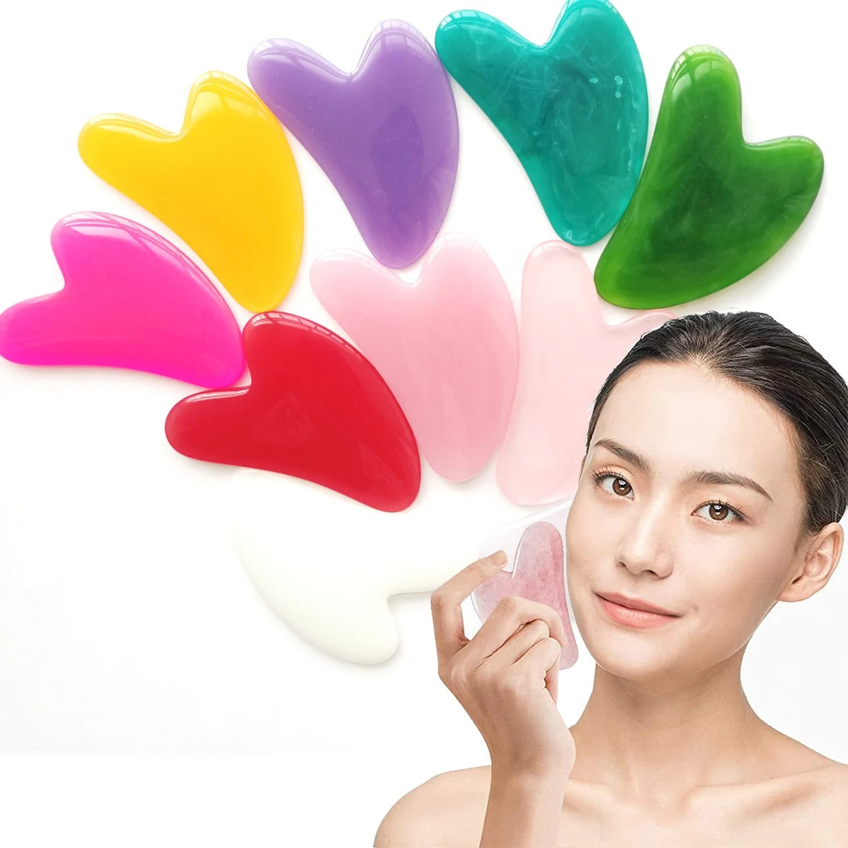 Heart Resin Gua Sha Massage Board for Face, Neck, and Body Care