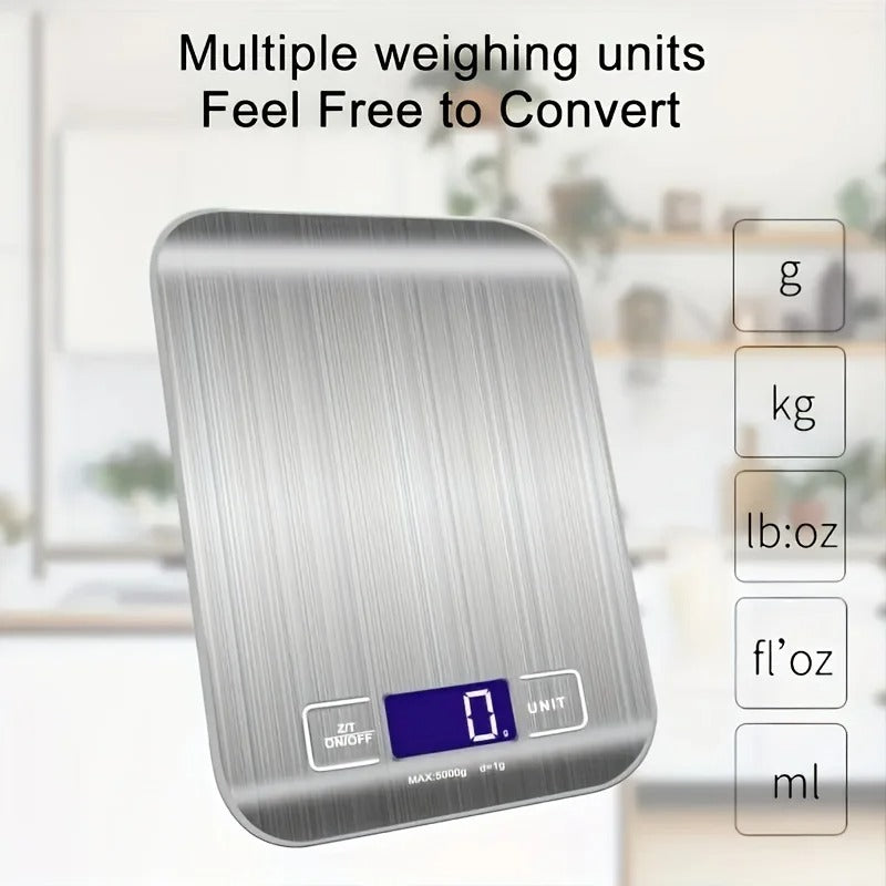 Stainless Steel Electronic Kitchen Scale (5kg/10kg).