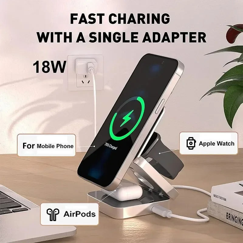 Foldable 3-in-1 Magnetic Wireless Charger