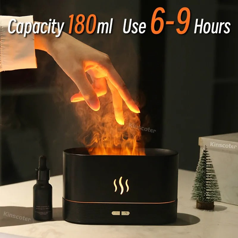 Kinscoter Ultrasonic Aroma Diffuser with LED Flame Lamp