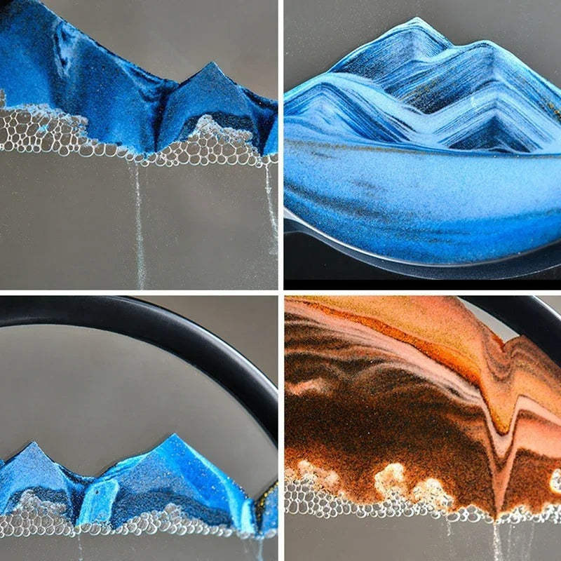 3D Deep Sea Sandscape: Round Glass Art, Ideal Home Gift.