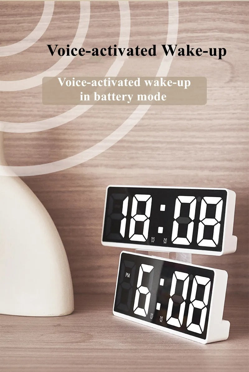 Voice-Controlled Digital Alarm Clock: Sleek, Smart, and Versatile.