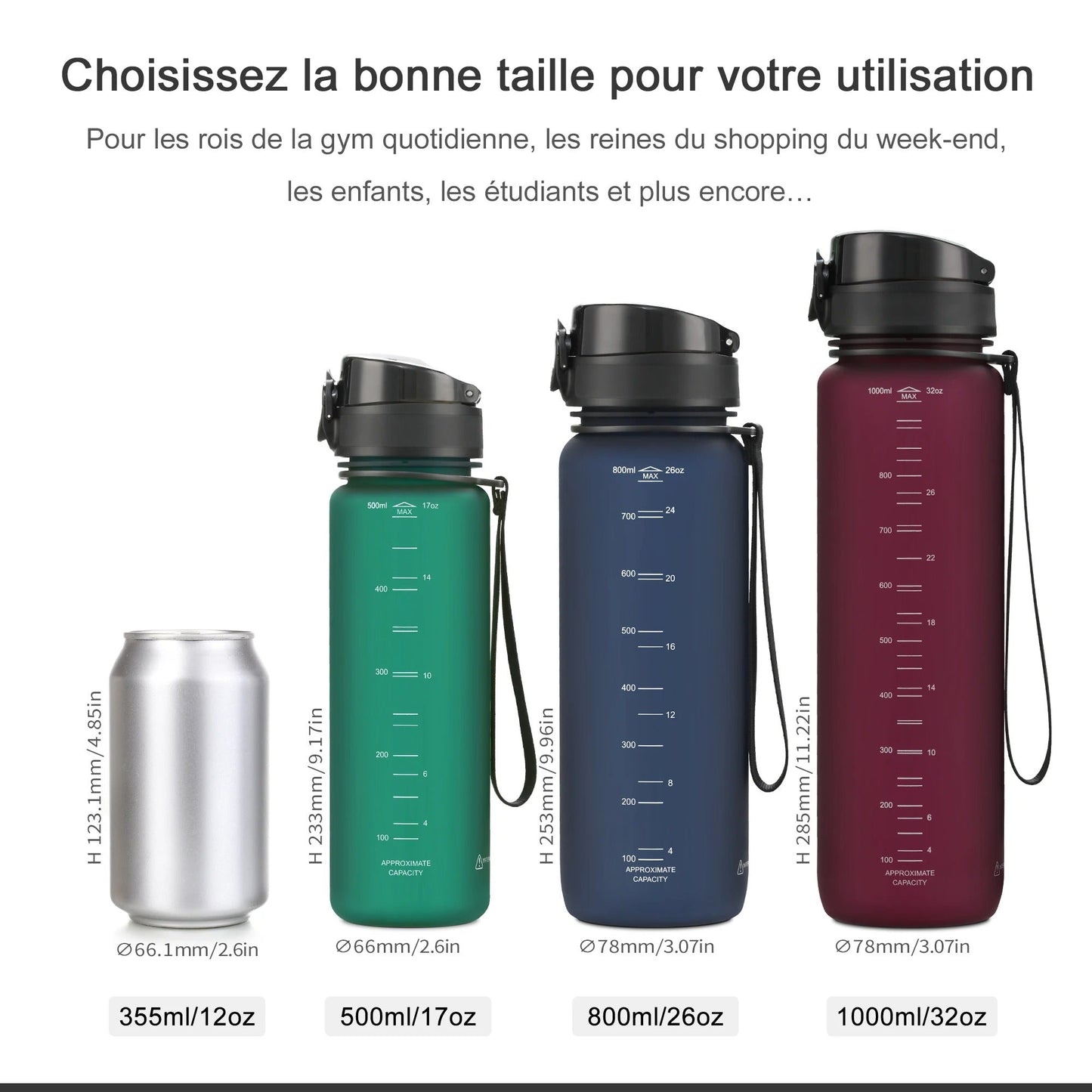 500/1000ML Sport Water Bottle