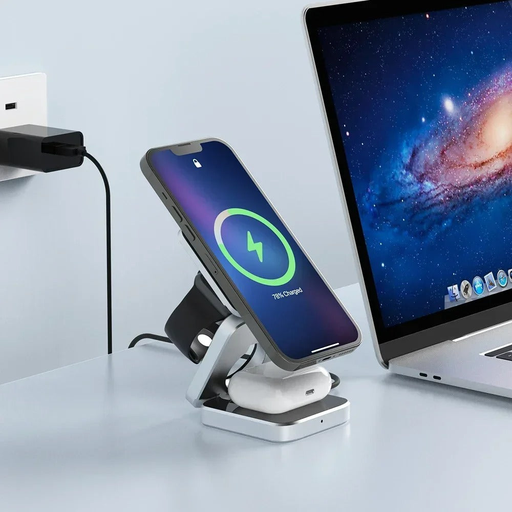 Foldable 3-in-1 Magnetic Wireless Charger