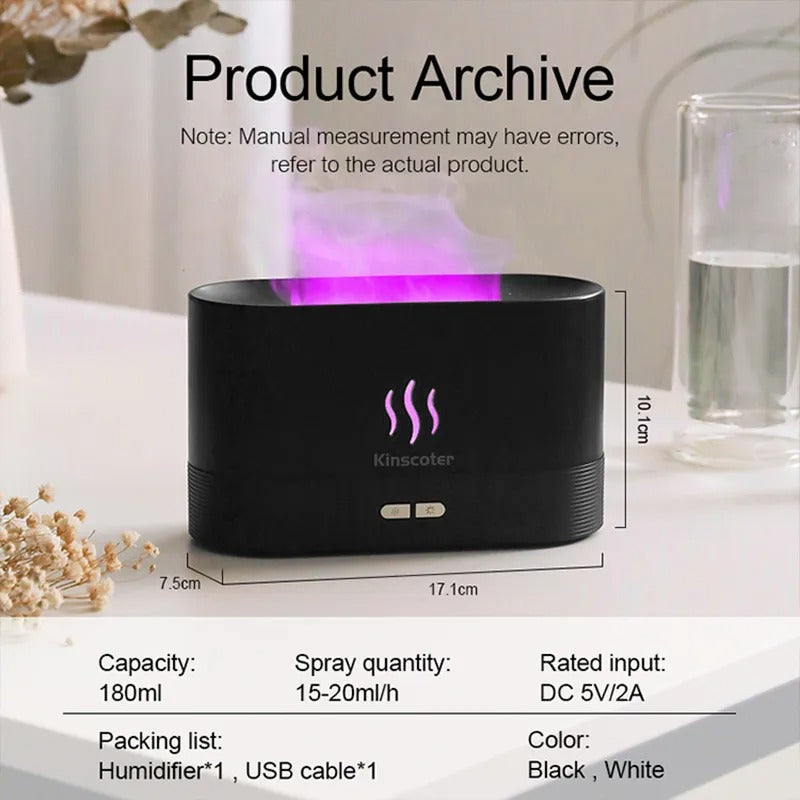 Kinscoter Ultrasonic Aroma Diffuser with LED Flame Lamp